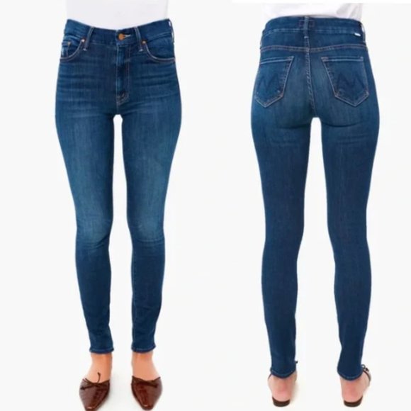 Mother High Waisted Looker Jeans in When The Going Gets Tough Blue sz 25 - Picture 1 of 5